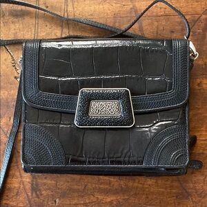 Vintage Brighton Black Crocodile Pattern Crossbody Bag